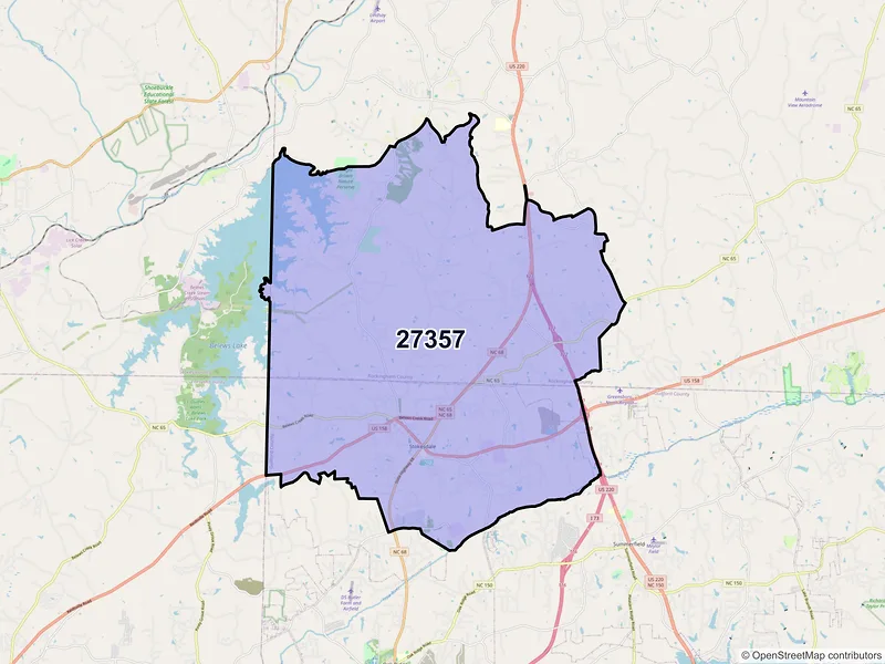 Map of Stokesdale, North Carolina and ZIP codes