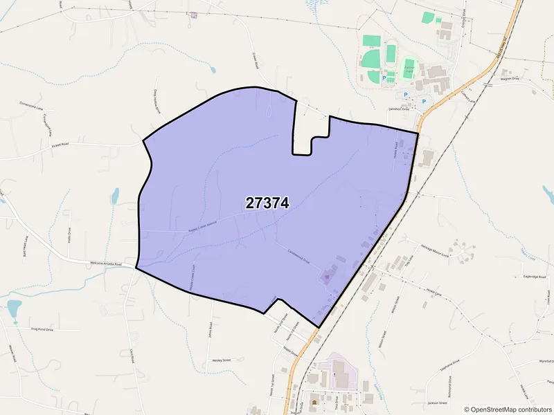 Map of Welcome, North Carolina and ZIP codes
