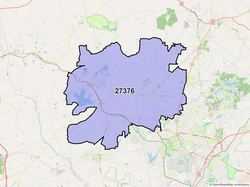 Map of West End, North Carolina and ZIP codes
