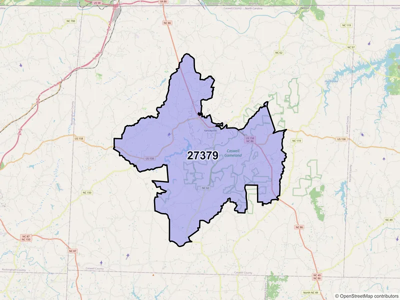 Map of ZIP Code 27379 — Yanceyville, NC
