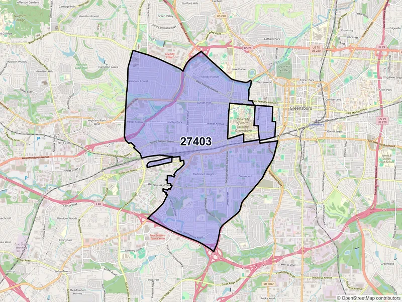Map of ZIP Code 27403 — Greensboro, NC