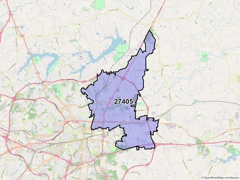 Map of ZIP Code 27405 — Greensboro, NC