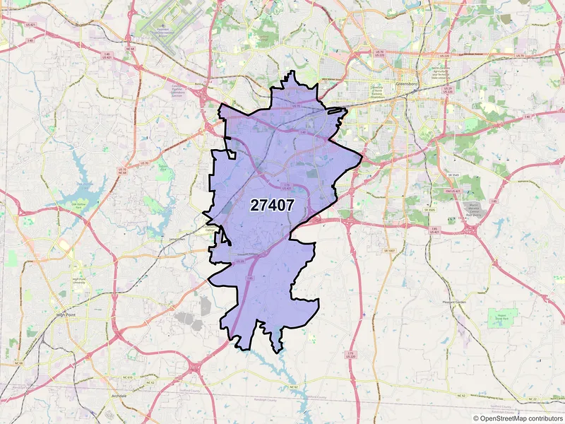 Map of ZIP Code 27407 — Greensboro, NC