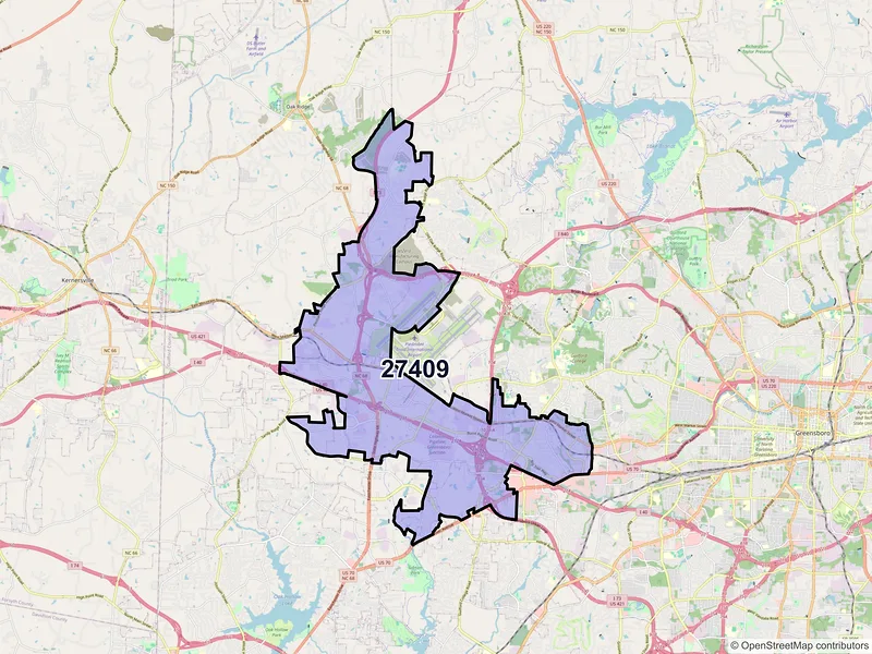 Map of ZIP Code 27409 — Greensboro, NC