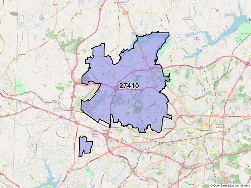 Map of ZIP Code 27410 — Greensboro, NC