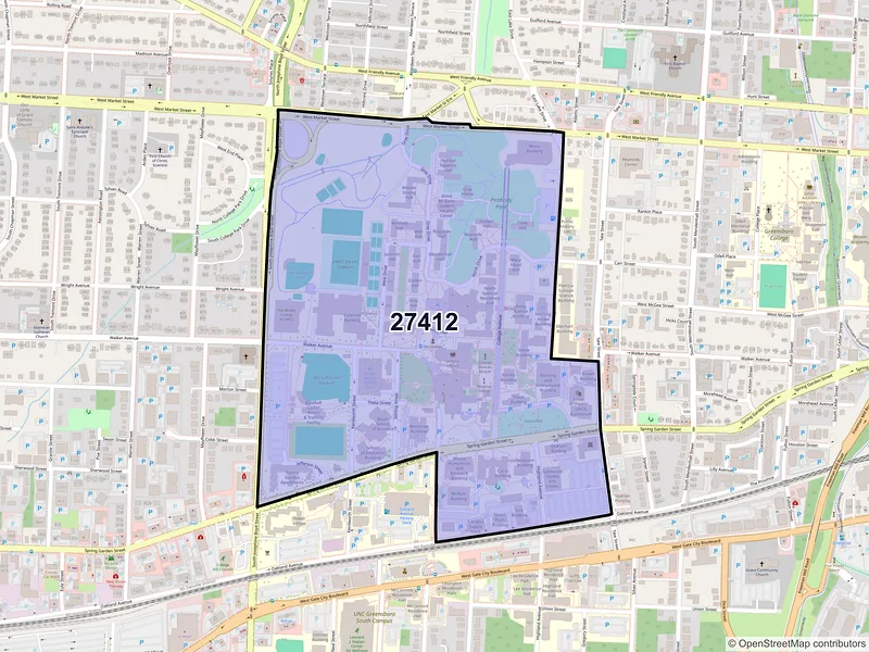 Map of ZIP Code 27412 — Greensboro, NC