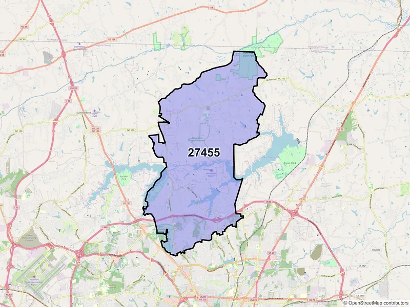 Map of ZIP Code 27455 — Greensboro, NC