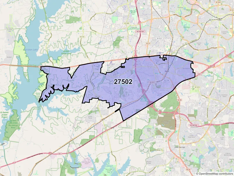 Map of ZIP Code 27502 — Apex, NC