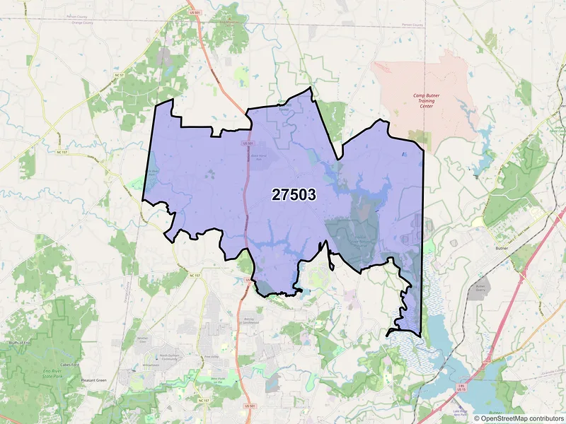 Map of ZIP Code 27503 — Bahama, NC