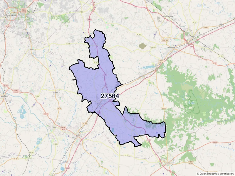 Map of ZIP Code 27504 — Benson, NC