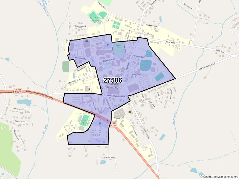 Map of Buies Creek, North Carolina and ZIP codes