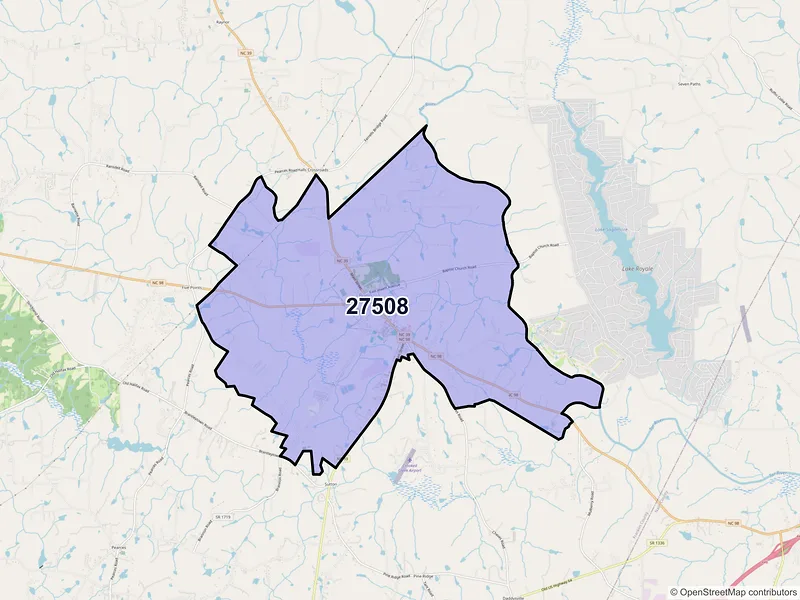 Map of ZIP Code 27508 — Bunn, NC