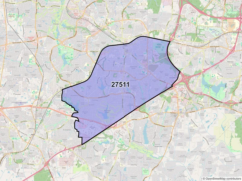 Map of ZIP Code 27511 — Cary, NC