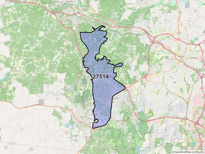 Map of ZIP Code 27514 — Chapel Hill, NC