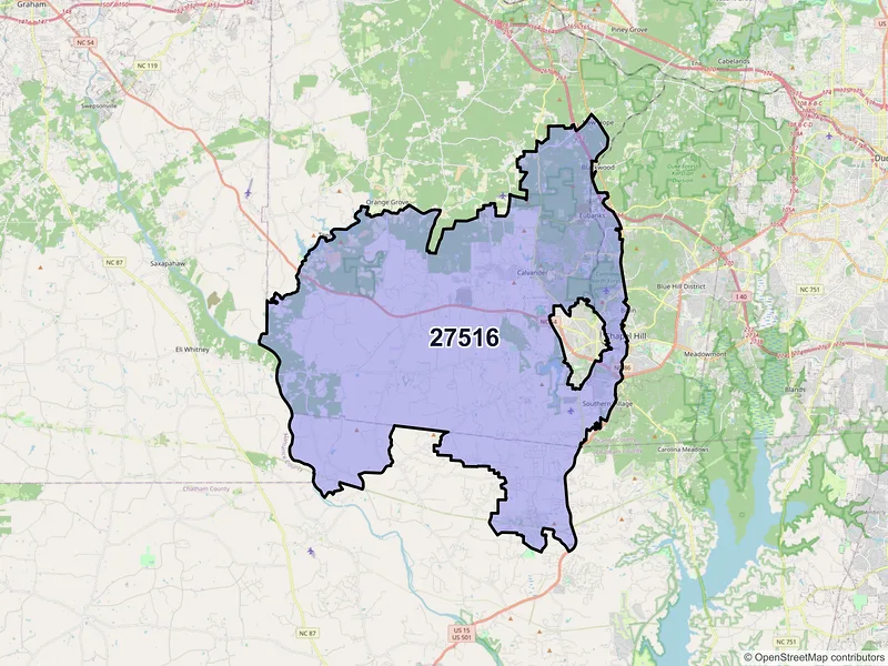 Map of ZIP Code 27516 — Chapel Hill, NC