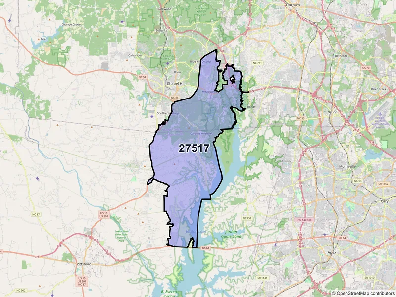 Map of ZIP Code 27517 — Chapel Hill, NC