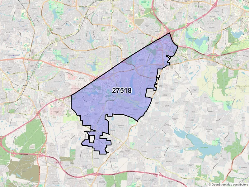 Map of ZIP Code 27518 — Cary, NC