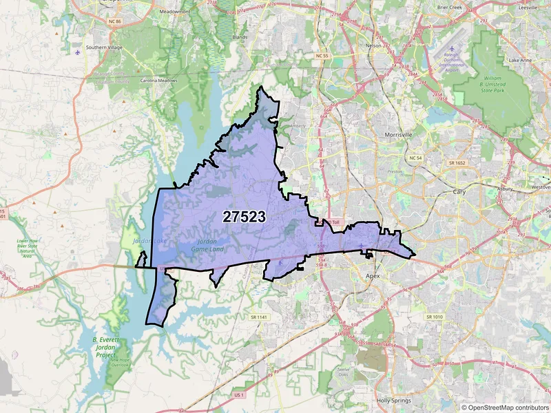 Map of ZIP Code 27523 — Apex, NC
