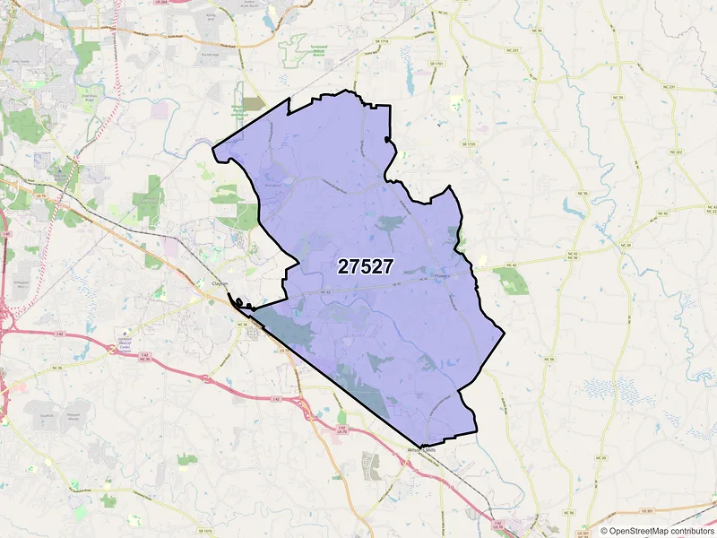 Map of ZIP Code 27527 — Clayton, NC