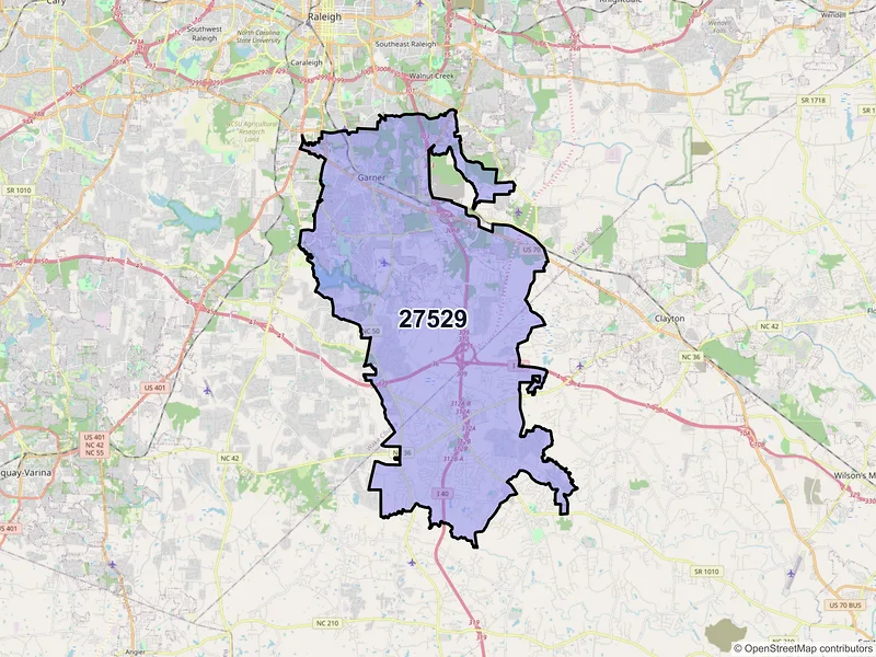 Map of ZIP Code 27529 — Garner, NC