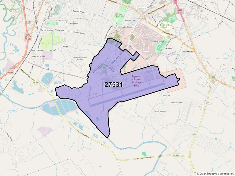 Map of ZIP Code 27531 — Goldsboro, NC
