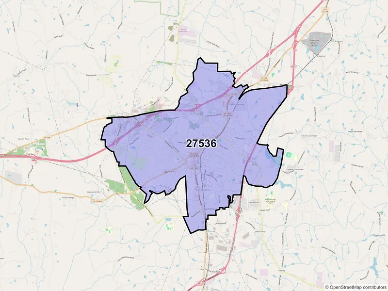 Map of ZIP Code 27536 — Henderson, NC