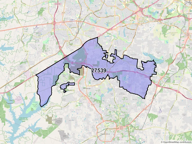 Map of ZIP Code 27539 — Apex, NC