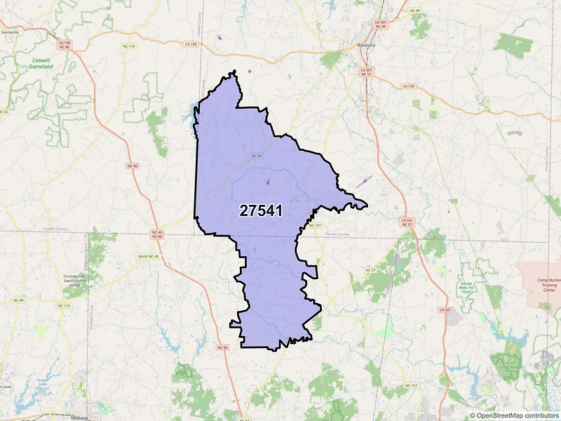 Map of Hurdle Mills, North Carolina and ZIP codes