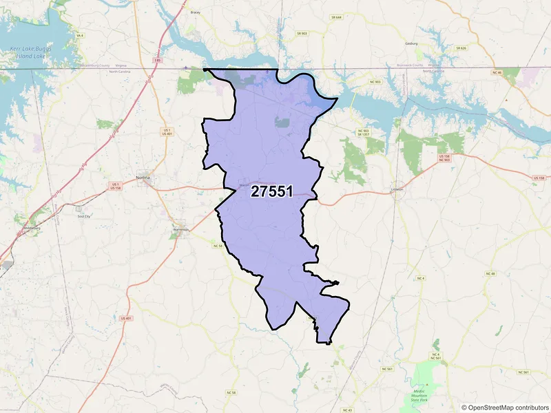 Map of Macon, North Carolina and ZIP codes