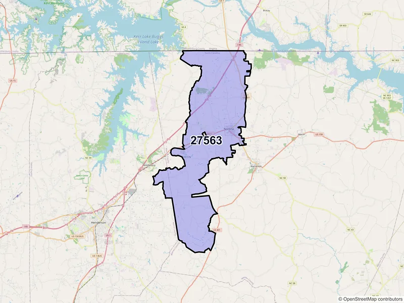 Map of Norlina, North Carolina and ZIP codes