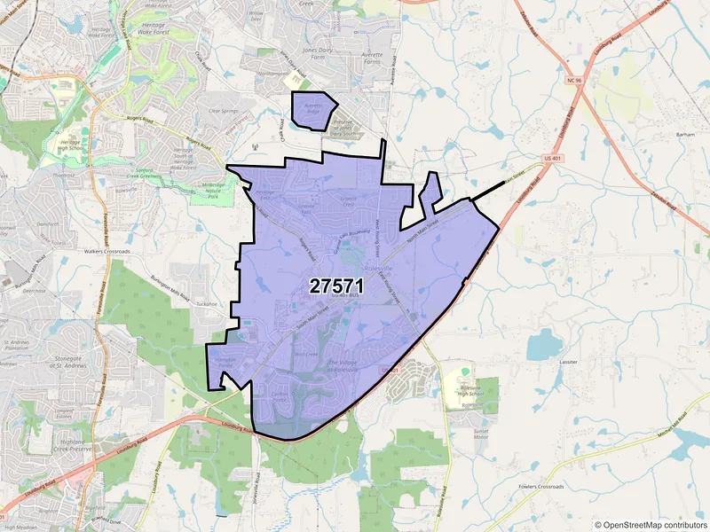 Map of ZIP Code 27571 — Rolesville, NC