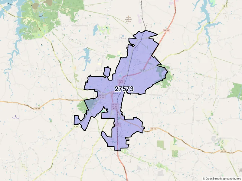 Map of ZIP Code 27573 — Roxboro, NC
