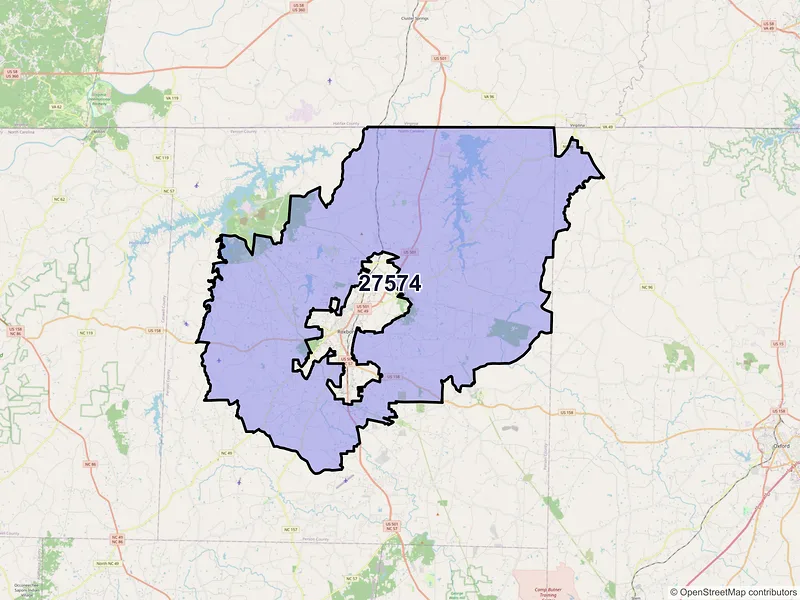 Map of ZIP Code 27574 — Roxboro, NC