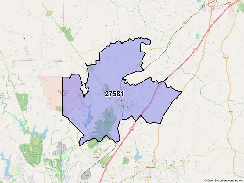 Map of Stem, North Carolina and ZIP codes