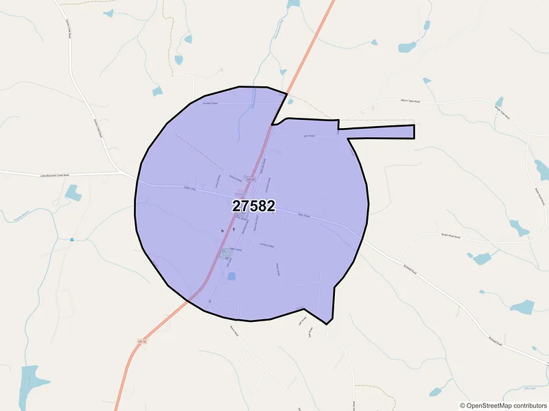 Map of Stovall, North Carolina and ZIP codes