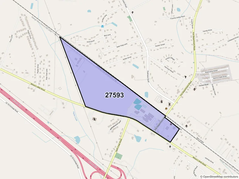 Map of Wilsons Mills, North Carolina and ZIP codes