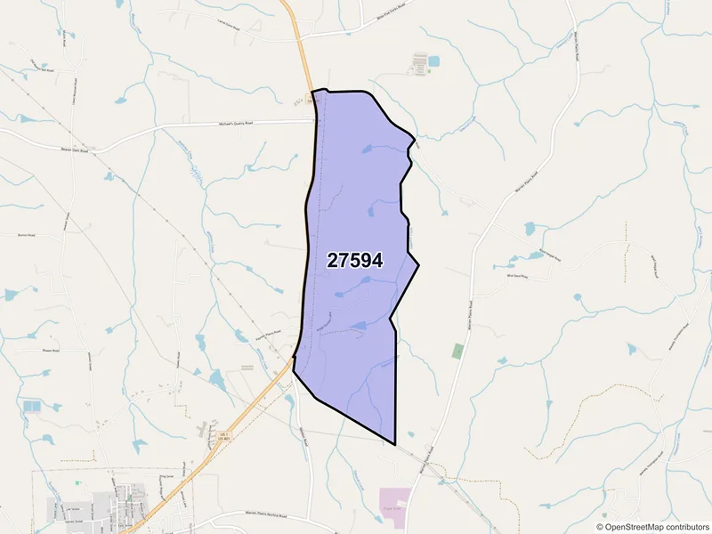 Map of Wise, North Carolina and ZIP codes
