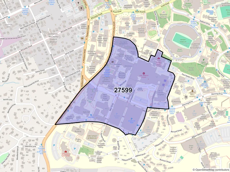Map of ZIP Code 27599 — Chapel Hill, NC