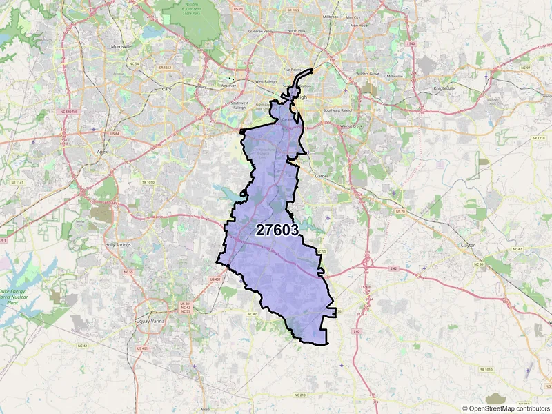 Map of ZIP Code 27603 — Raleigh, NC