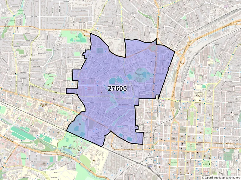 Map of ZIP Code 27605 — Raleigh, NC