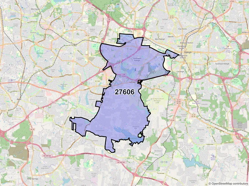 Map of ZIP Code 27606 — Raleigh, NC