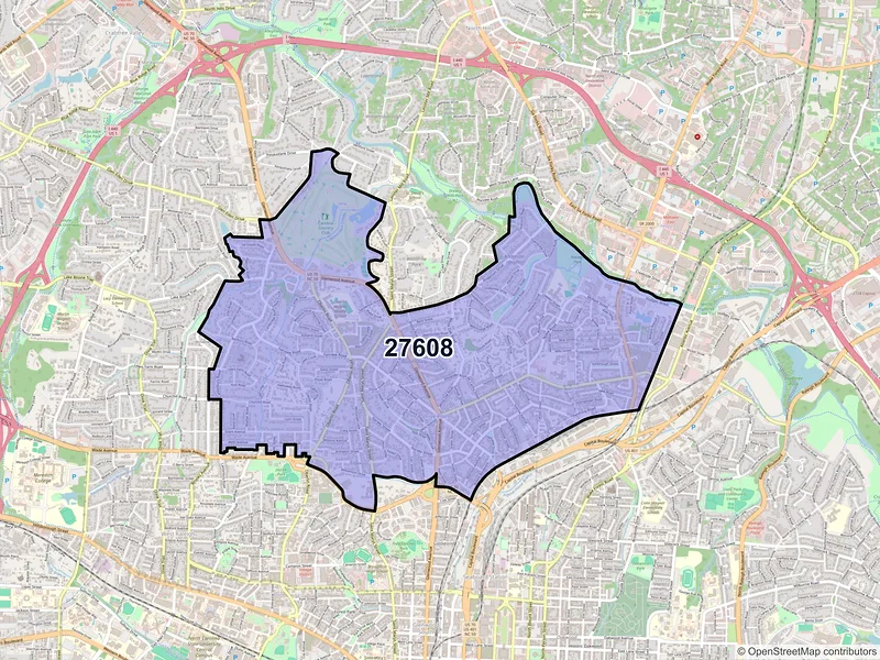 Map of ZIP Code 27608 — Raleigh, NC
