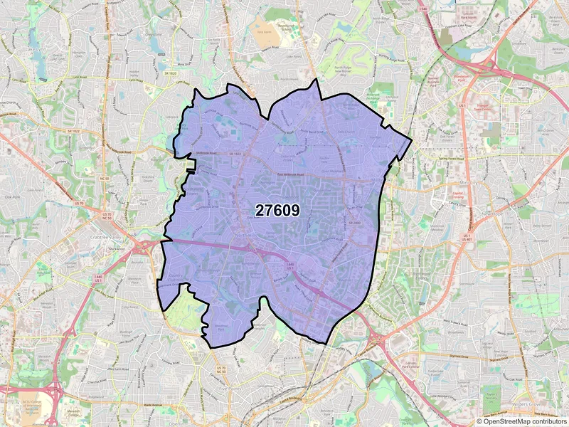 Map of ZIP Code 27609 — Raleigh, NC
