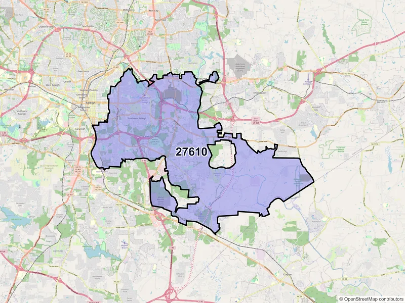 Map of ZIP Code 27610 — Raleigh, NC