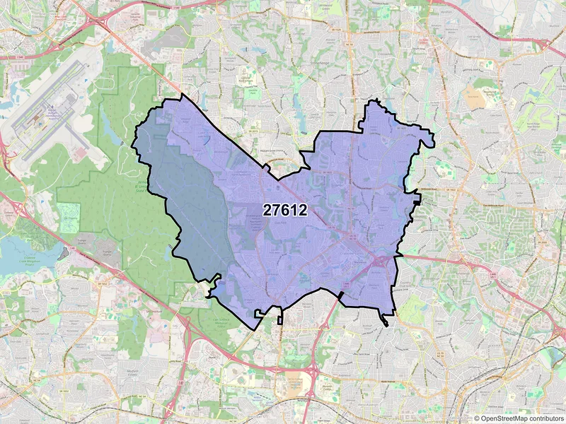 Map of ZIP Code 27612 — Raleigh, NC