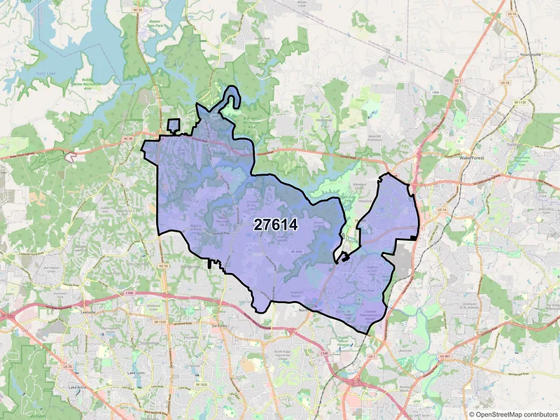 Map of ZIP Code 27614 — Raleigh, NC