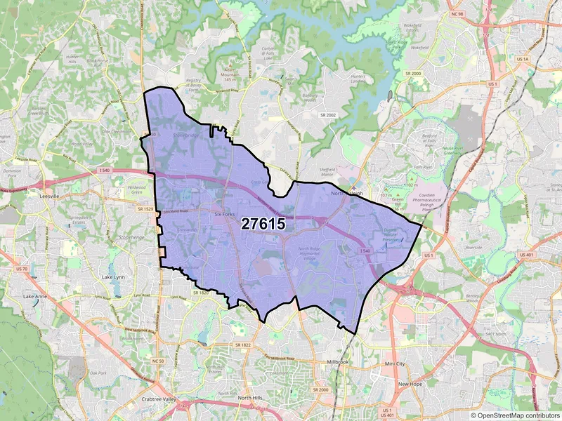 Map of ZIP Code 27615 — Raleigh, NC