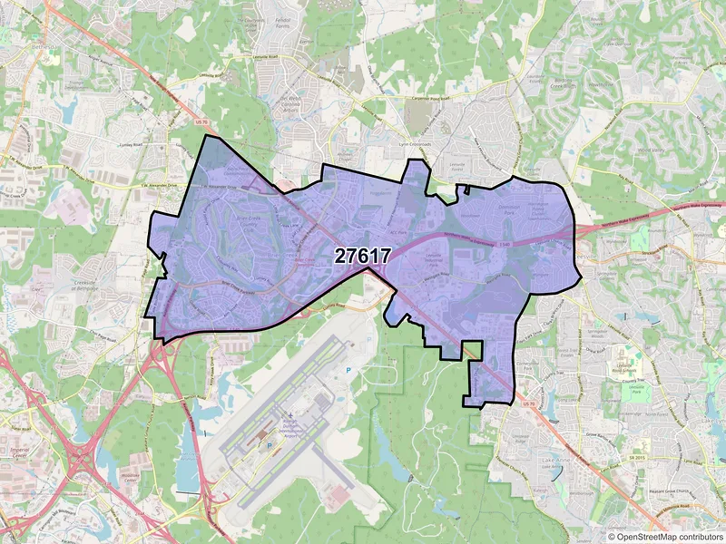 Map of ZIP Code 27617 — Raleigh, NC