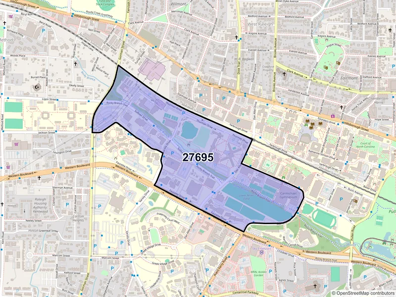 Map of ZIP Code 27695 — Raleigh, NC