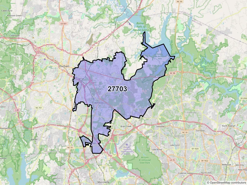 Map of ZIP Code 27703 — Durham, NC